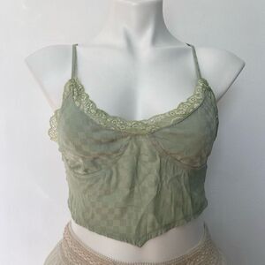 Kendall & Kylie Checker Bra Crop Top Lace up back